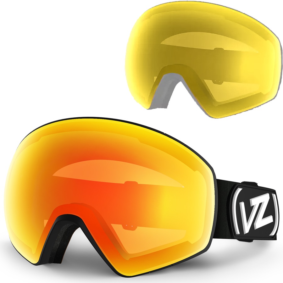 Von Zipper Jetpack Snowboard/Ski Goggles L Black Satin Fire Chrome